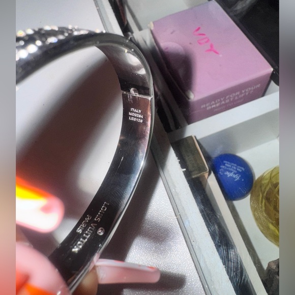 Louis Vuitton Nanogram Cuff Bangle with Diamantes and Crystal Stud - Picture 3 of 8